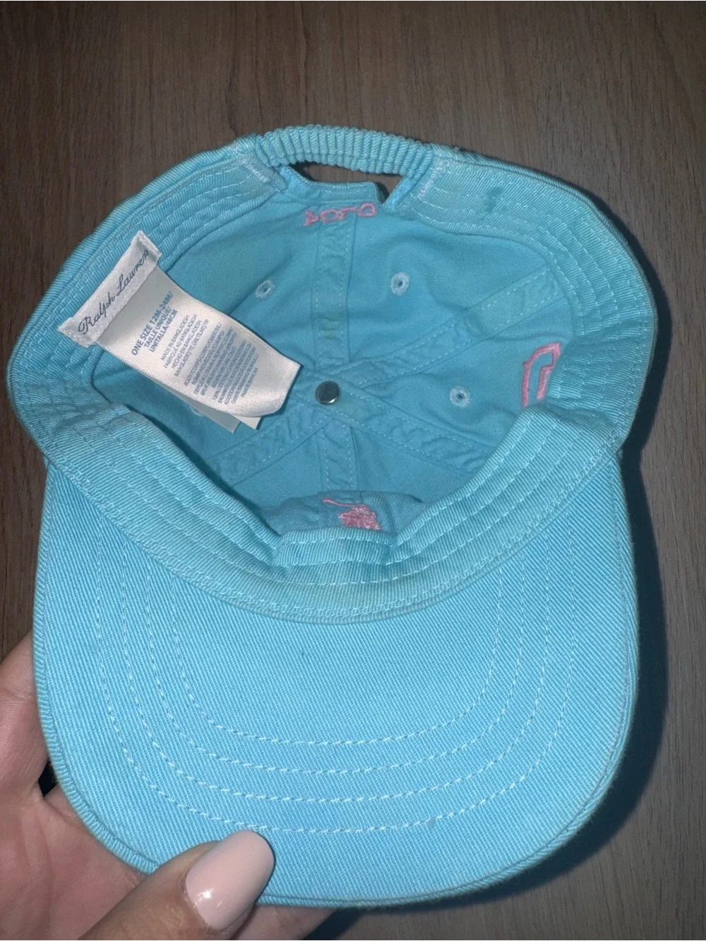 Ralph Lauren Polo Kids 12-24M Blue & Pink Hat
